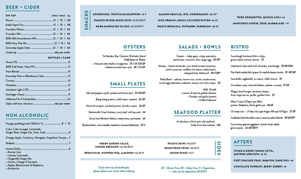 Menu - Grangers Tap House & Kitchen, Half Moon Bay, Auckland